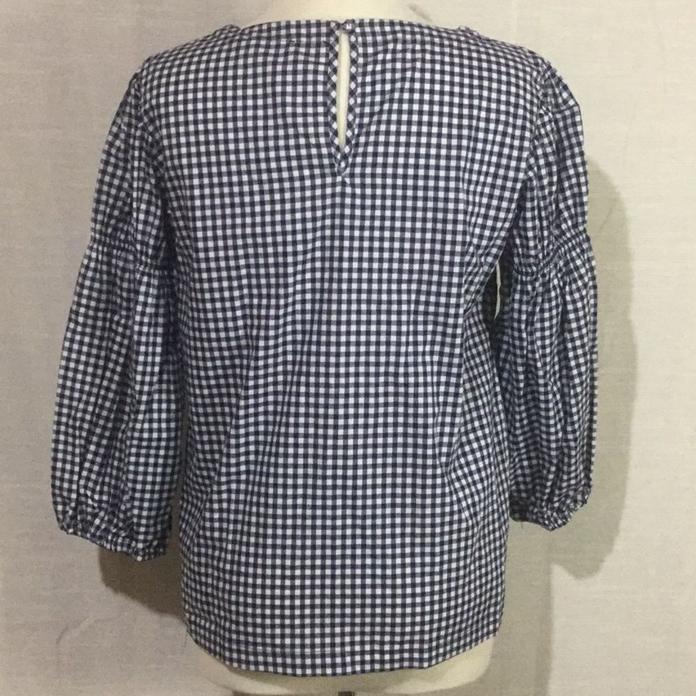 Cupio Navy White Gingham Blouse Embroidered - Picture 4 of 7